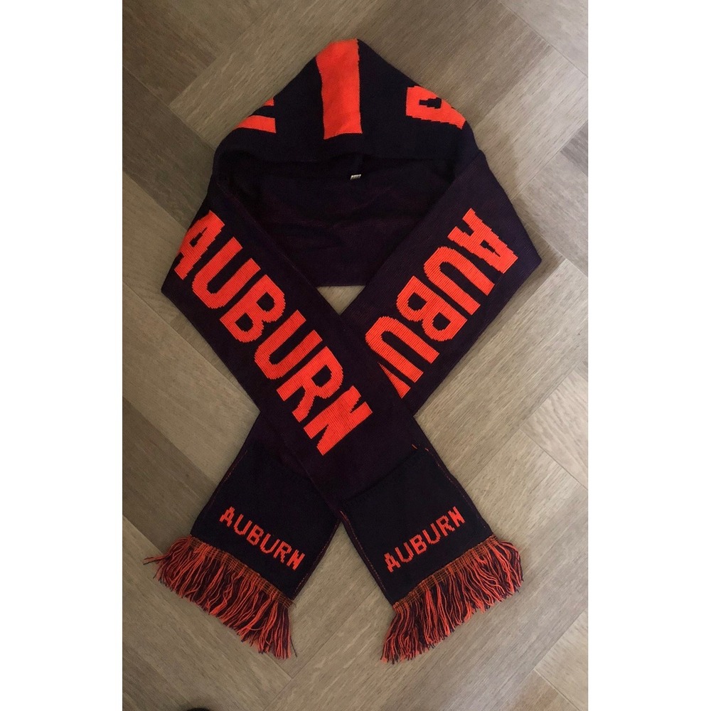 Auburn University Hooded Scarf with Pockets Navy Blue Orange 66" War Eagle